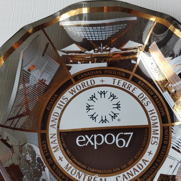 Vintage Expo 67 Montreal Trinket Dish Candy Dish Black and Gold - Picture 4 of 5